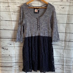 Lilka by Anthropologie Navy Dress Lace Bottom M